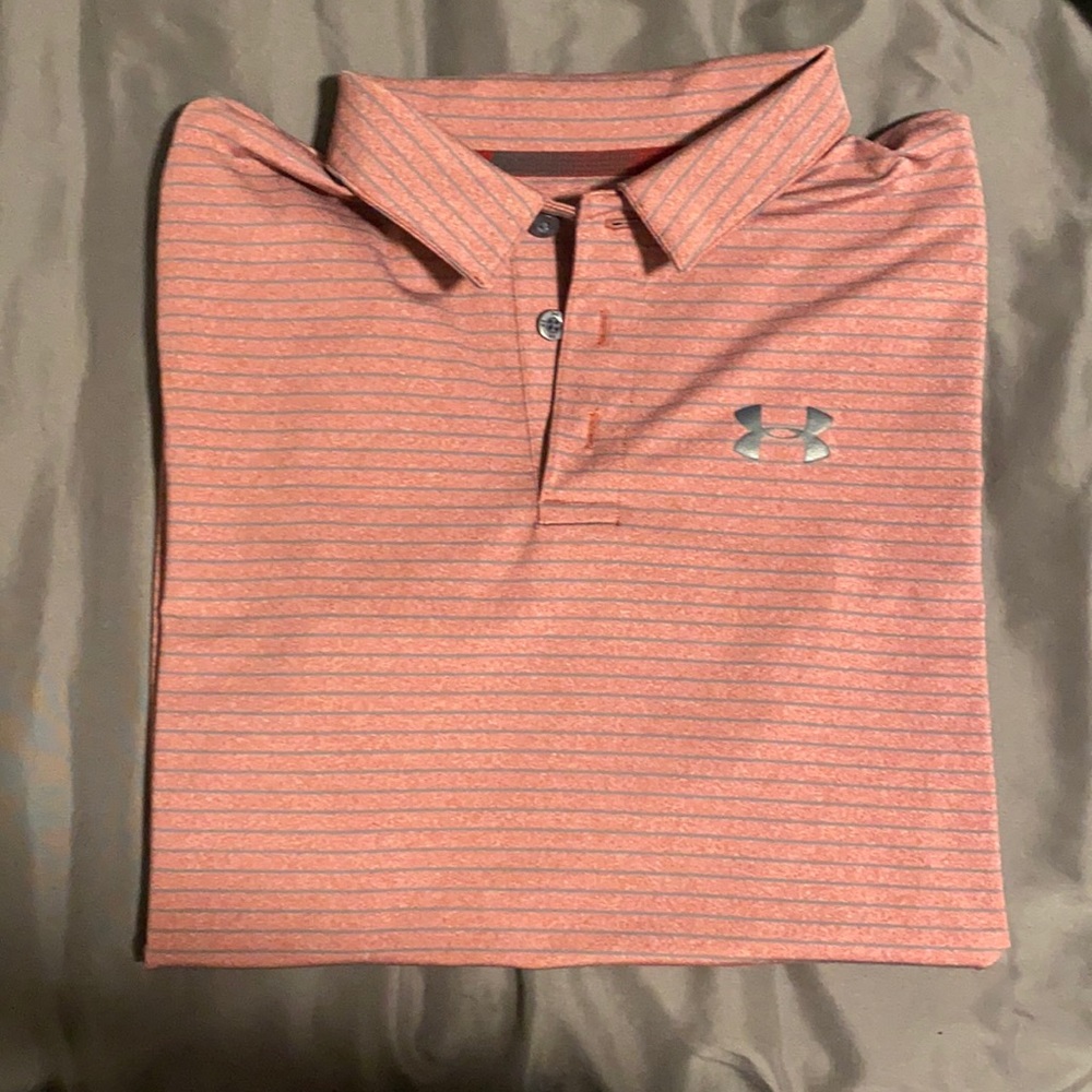Red and Grey Under Armour Polo